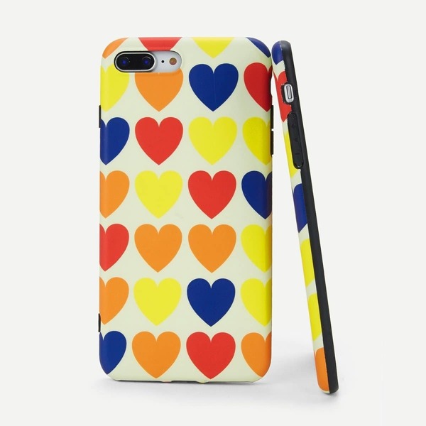 

Color Block Heart Pattern iPhone Case