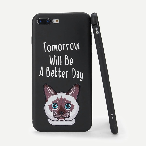 

Letter & Cat Print iPhone Case