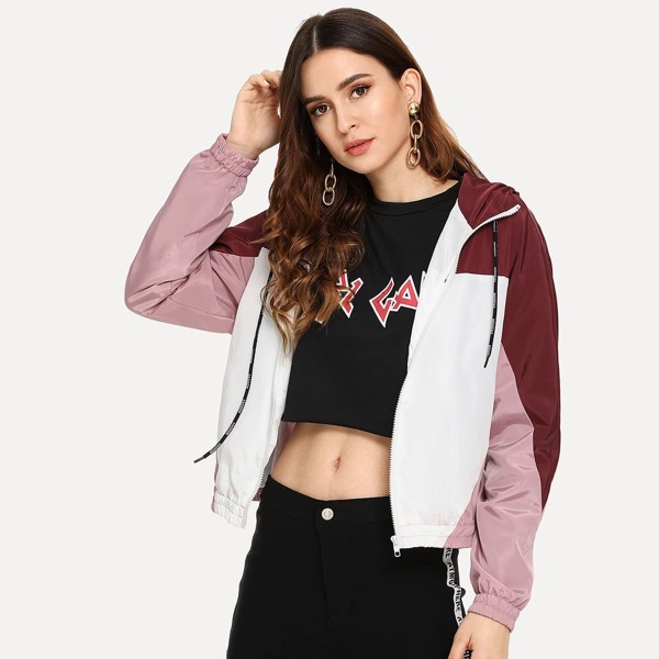 

Color Block Hooded Jacket, Multicolor