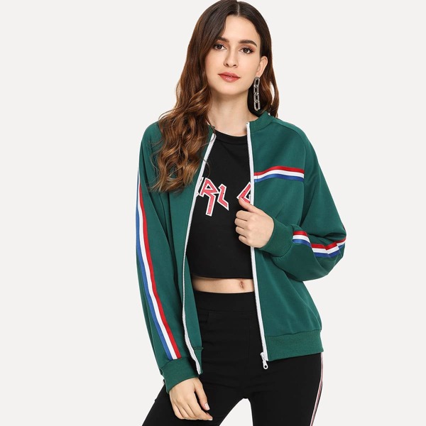 

Contrast Striped Jacket, Green