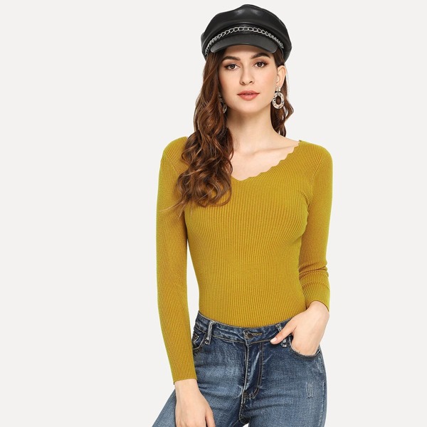 Solid Ribbed Jumper