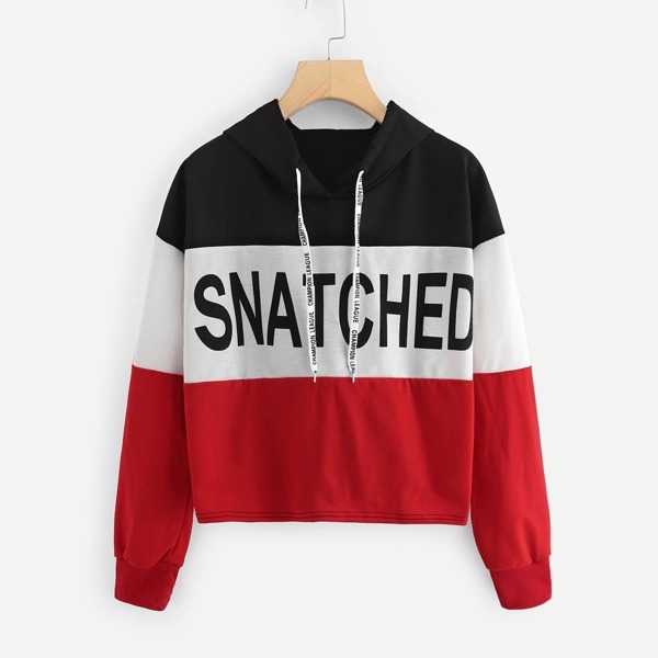 

Cut And Sew Letter Graphic Hoodie, Multicolor
