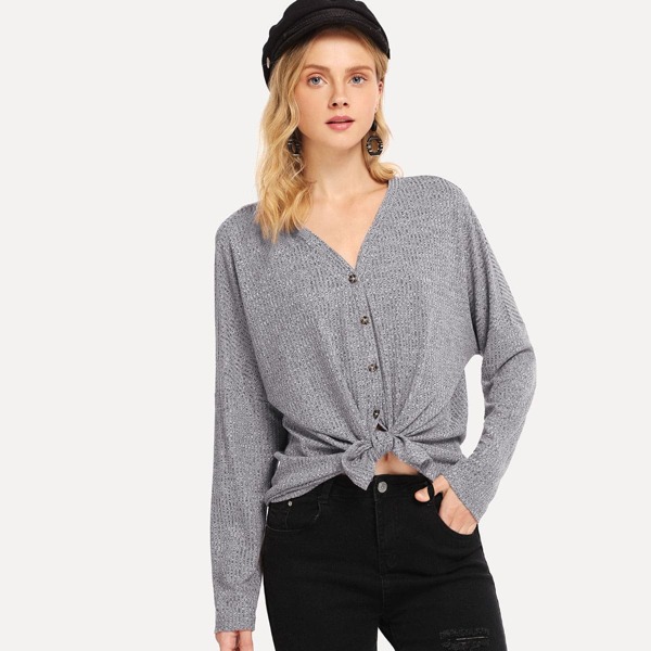 

Single Breasted V Neck Tee