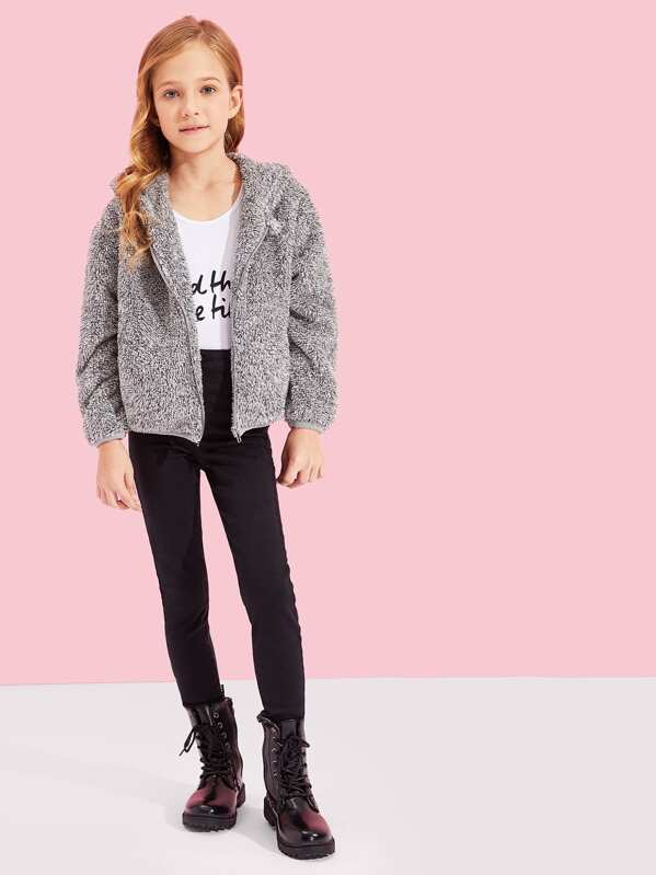 

Girls Zip Up Faux Fur Teddy Jacket, Grey