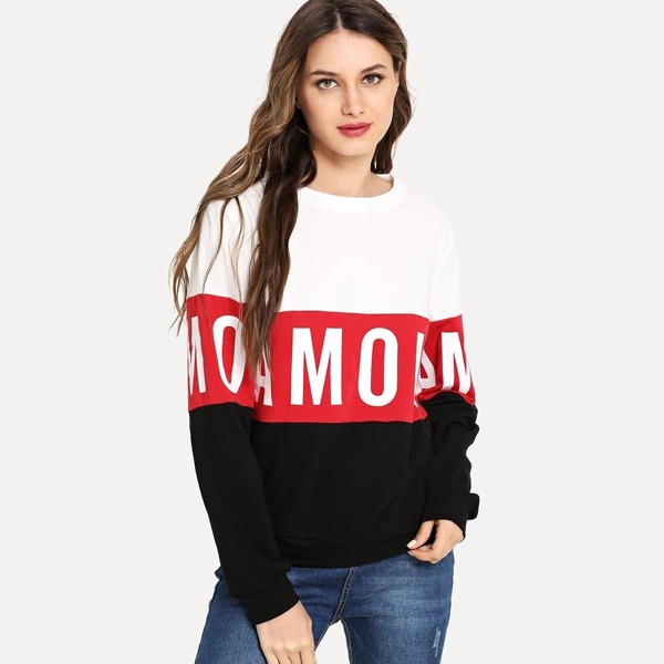 

Cut and Sew Letter Sweatshirt, Multicolor