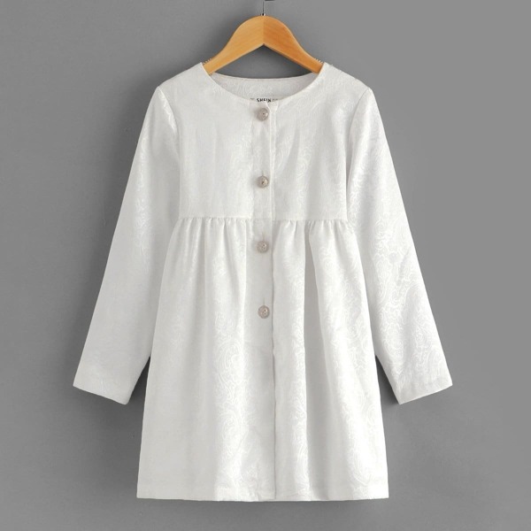 

Girls Button Up Jacquard Jacket, White