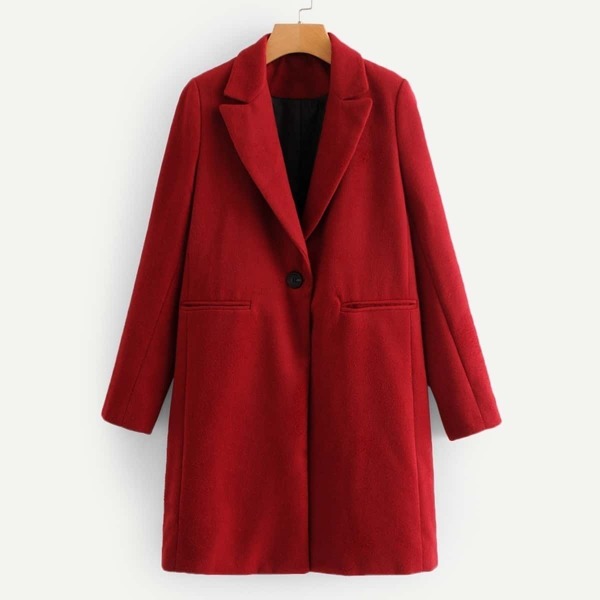 

Pocket Front Notched Neckline Coat