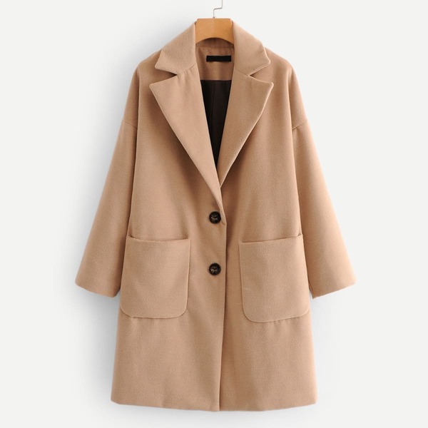 

Button Detail Notched Neckline Coat