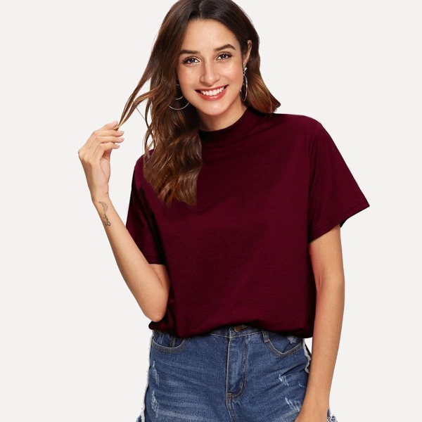 

Stand Neck Solid Tee