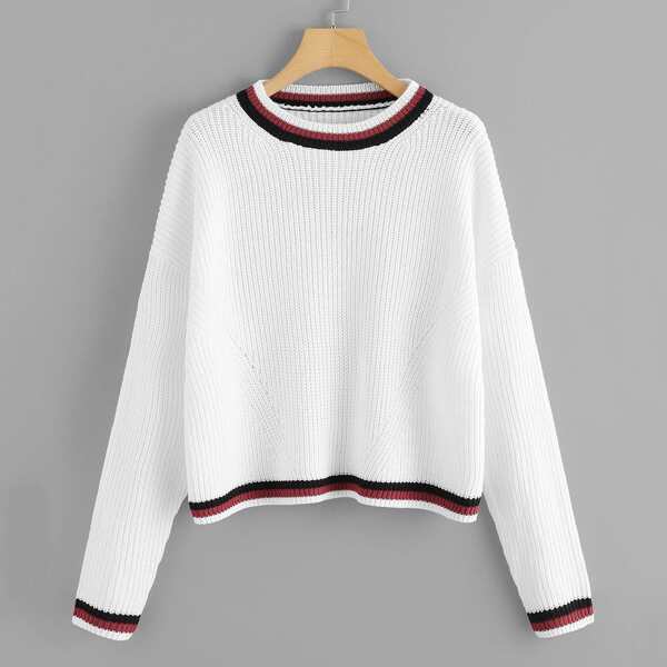 

Plus Striped Trim Sweater
