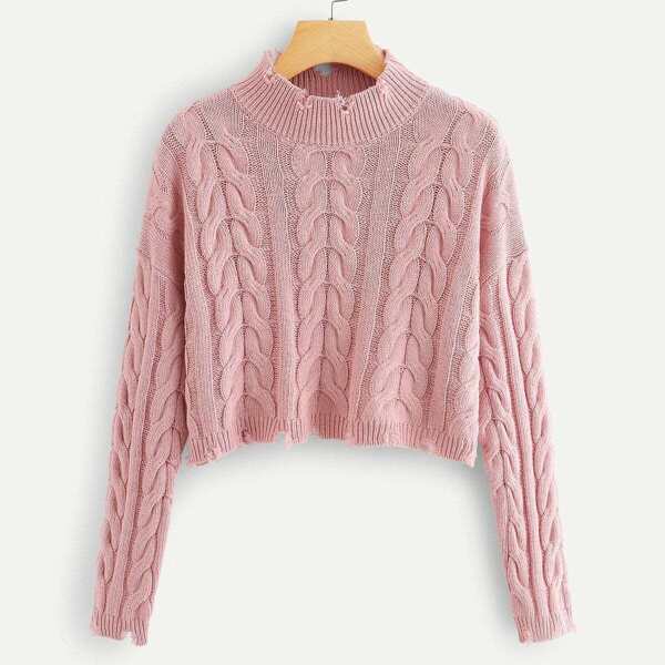 

Plus Raw Cut Trim Crop Sweater