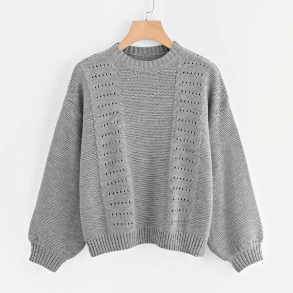 

Plus Lantern Sleeve Eyelet Detail Jumper