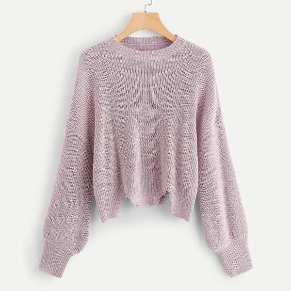 

Plus Drop Shoulder Raw Hem Jumper