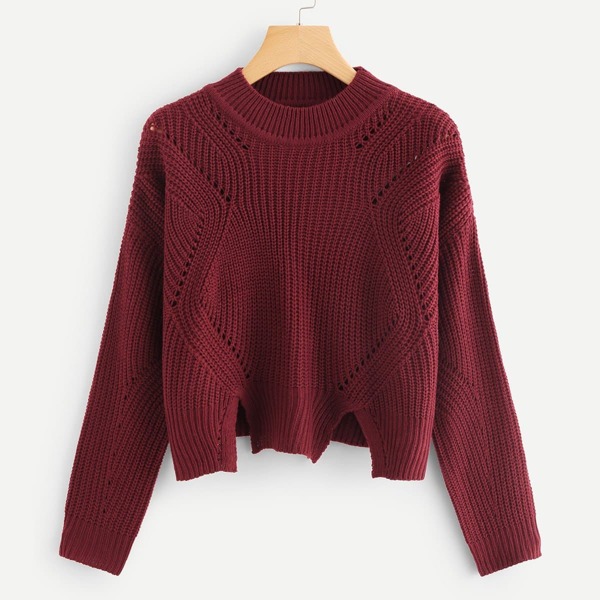 Plus M-Slit Front Eyelet Detail Sweater