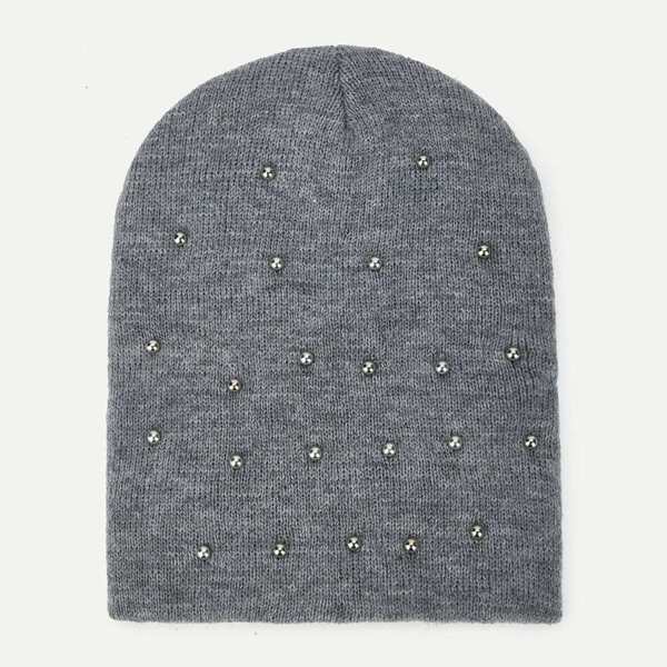 

Metal Decorated Beanie Hat, Grey