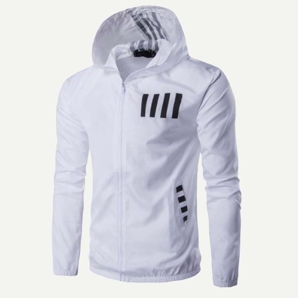

Men Letter Print Striped Jacket