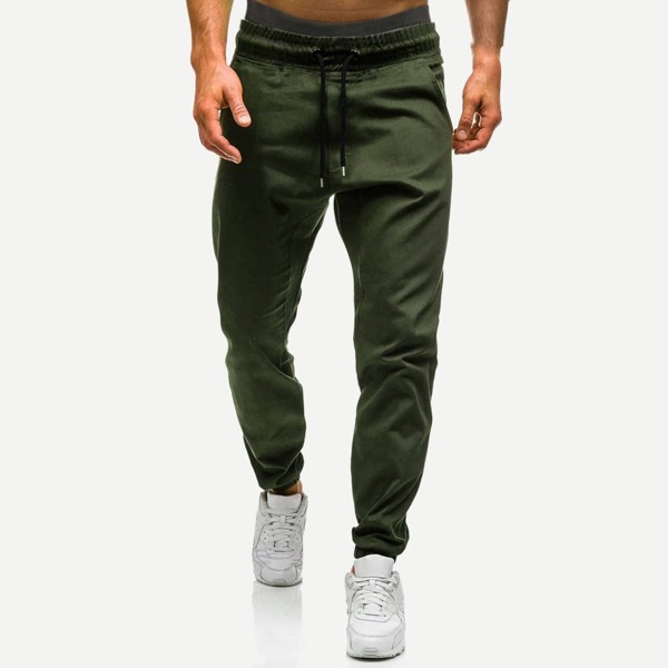 

Men Drawstring Waist Solid Joggers