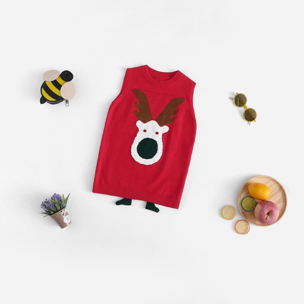 

Toddler Girls Cartoon Print Knit Sweater