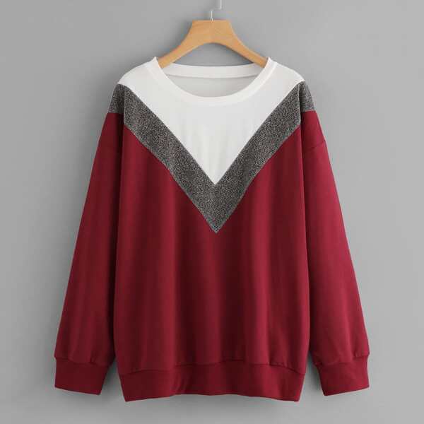 

Plus Drop Shoulder Color Block Sweatshirt