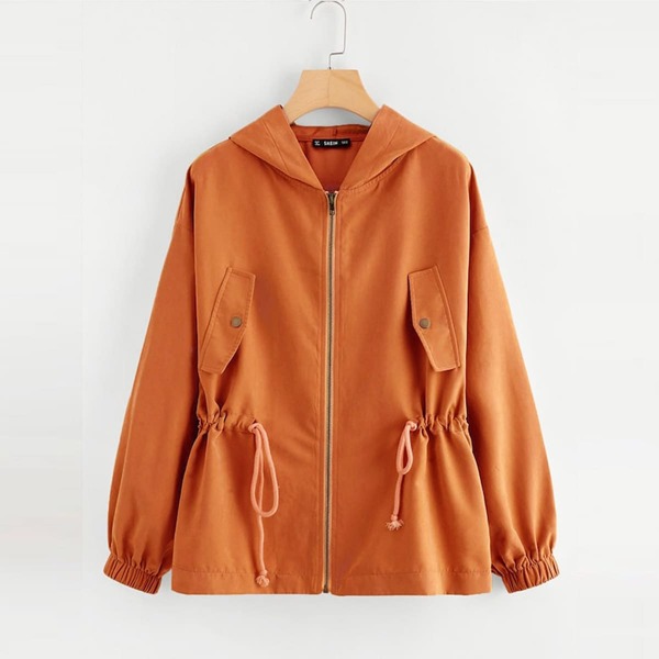 

Drawstring Waist Hooded Jacket