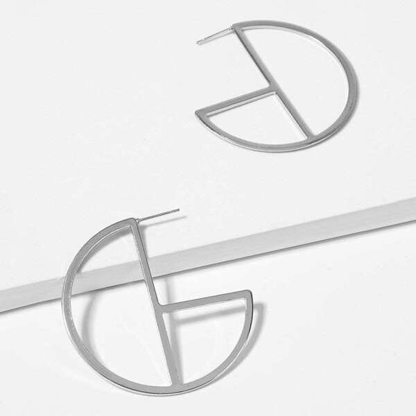 

Open Cut Circle Hoop Earrings 1pair, Silver