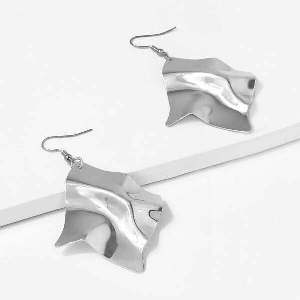 

Abstract Metal Drop Earrings 1pair, Silver
