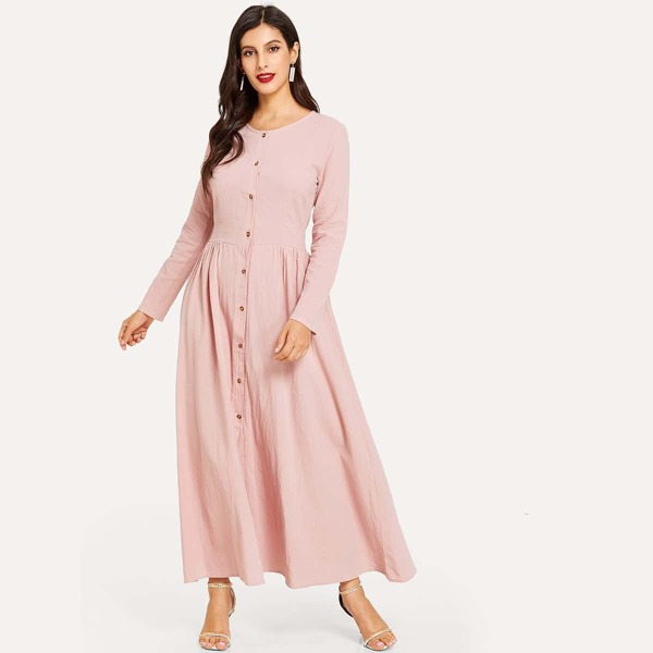

Button Solid Dress