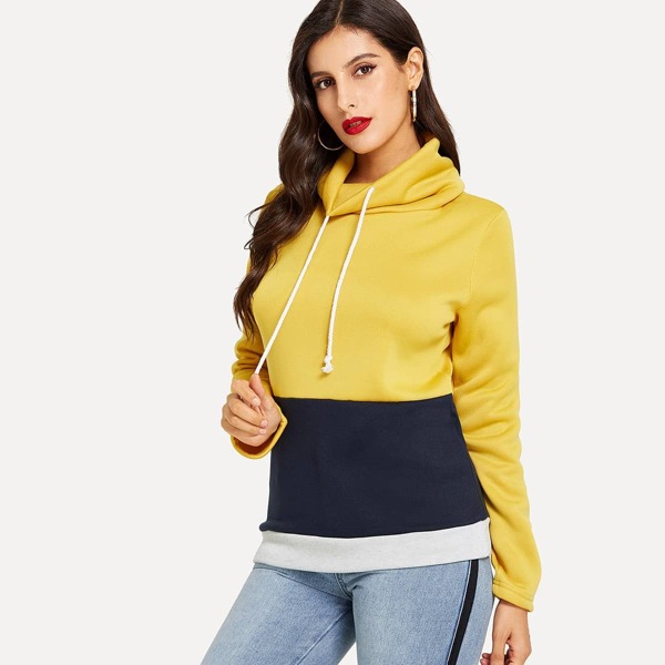 

Color Block Drawstring Sweatshirt