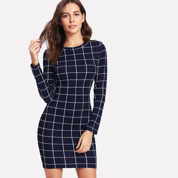 

Slim Fit Grid Dress
