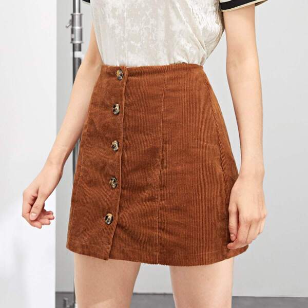 

Button Up Cord Skirt