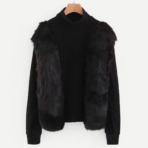 

Faux Fur Panel Sweater