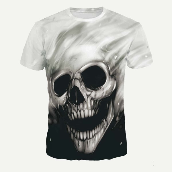 

Men Halloween Skeleton Print Tee