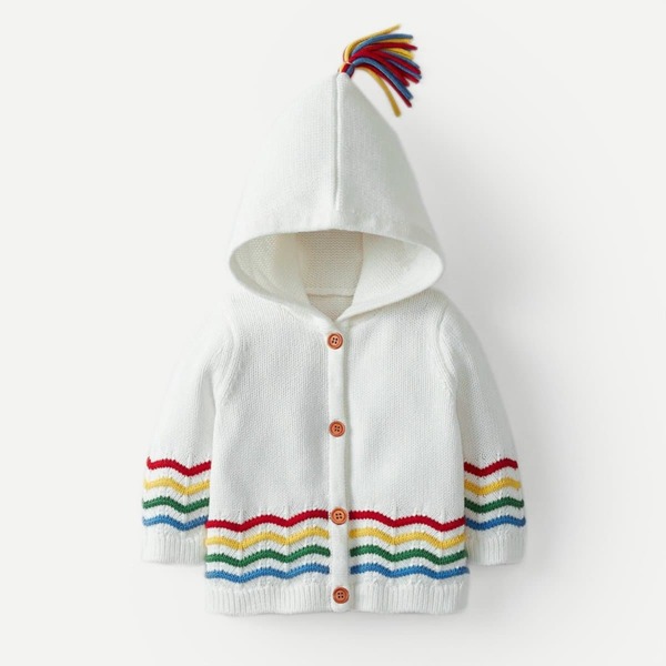 

Toddler Girls Chevron Stripe Hooded Sweater Coat