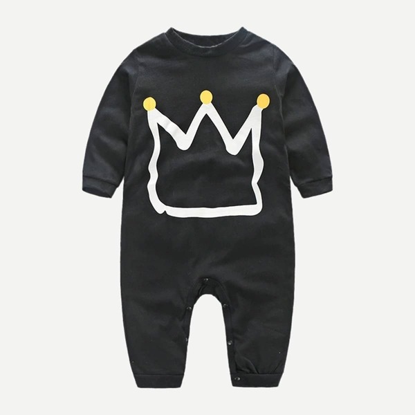 

Toddler Boys Crown Graphic Jumpsuit, Black