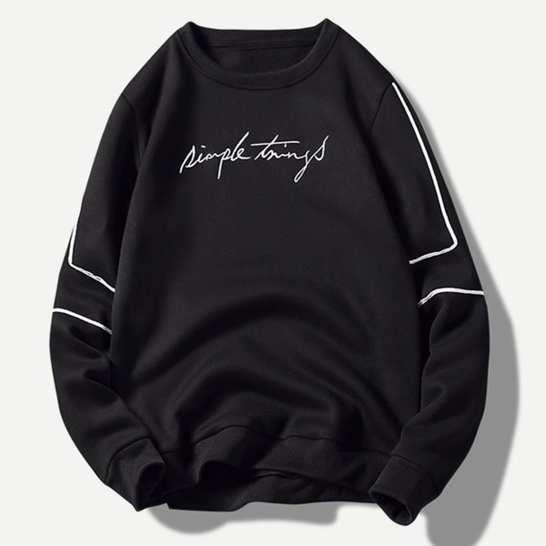 

Men Crew Neck Embroidery Letter Sweatshirt