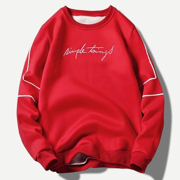 

Men Crew Neck Embroidery Letter Sweatshirt