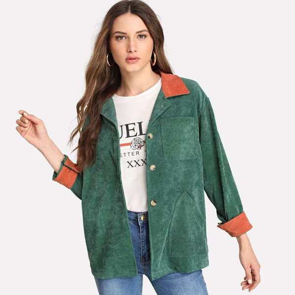 

Corduroy Single Breasted Collar Jacket