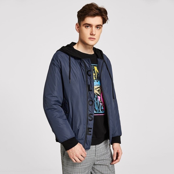 

Men Zip Up Bomber Jacket, Navy