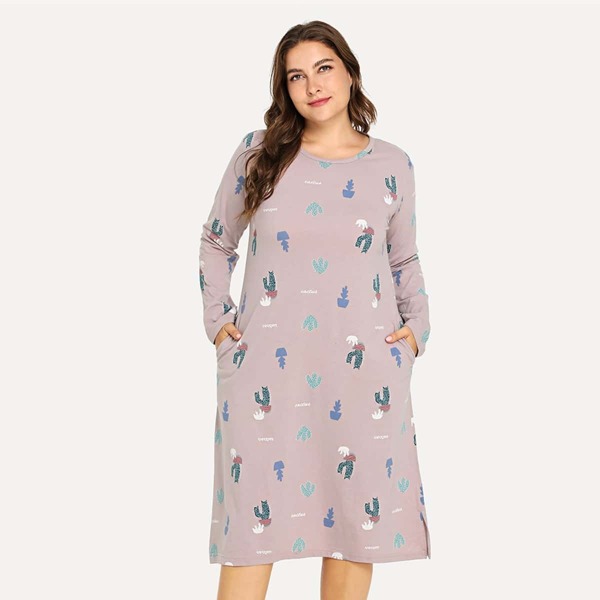 

Plus Cactus Print Split Side Dress