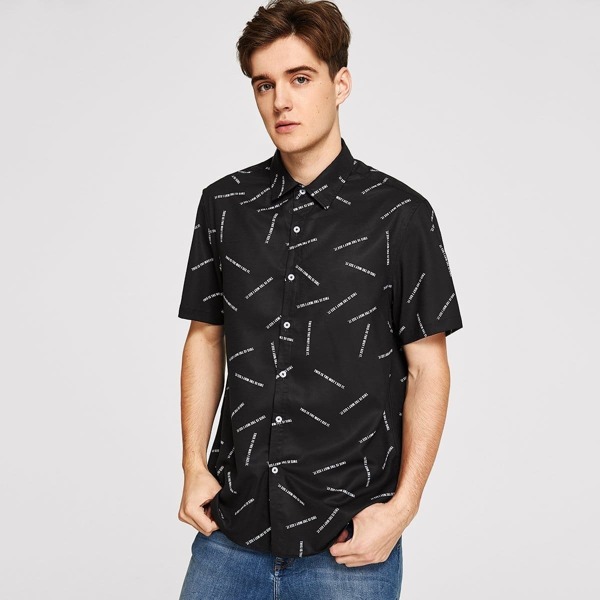 

Men Letter Print Shirt
