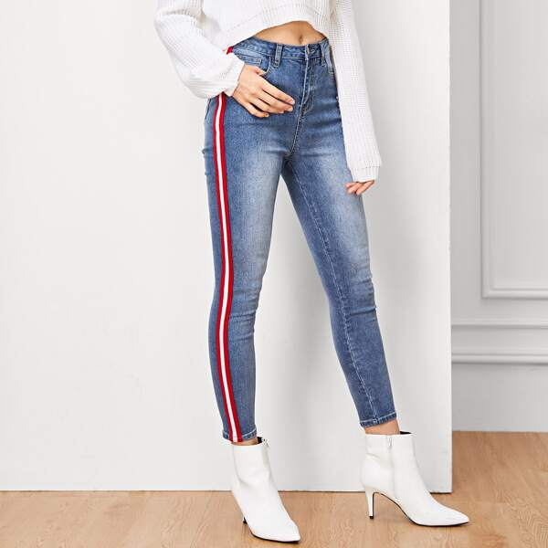 

Bleach-Dye Stripe Side Jeans