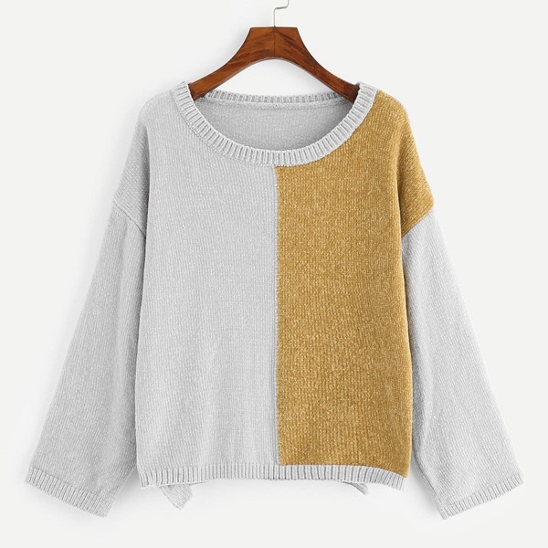 

Two Tone Drop Shoulder Sweater, Multicolor