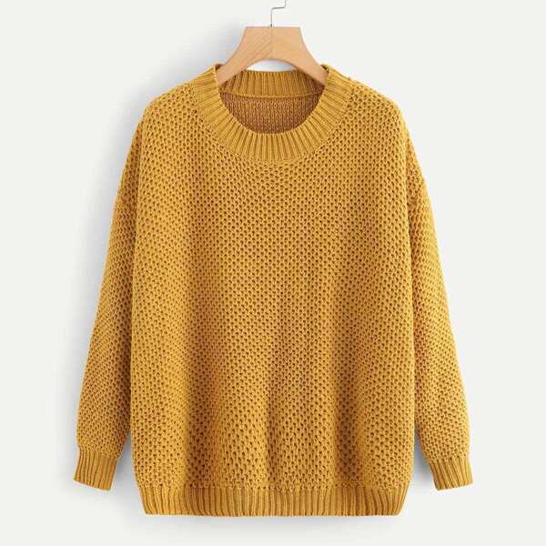 

Plus Solid Round Neck Sweater