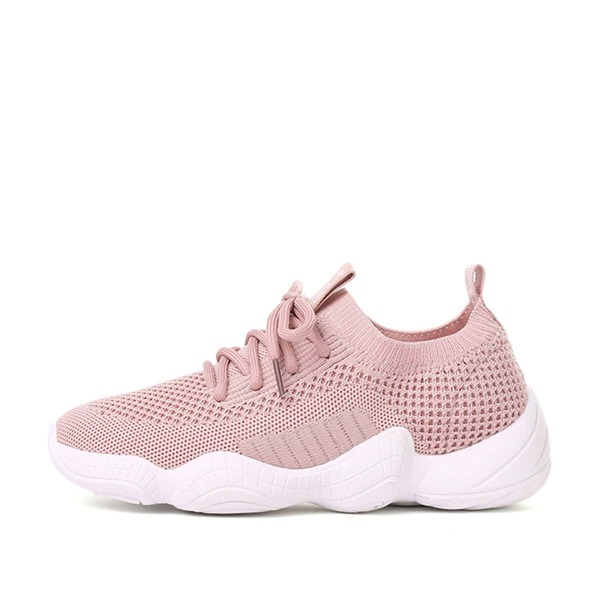 

Lace Up Knit Sneakers, Pink