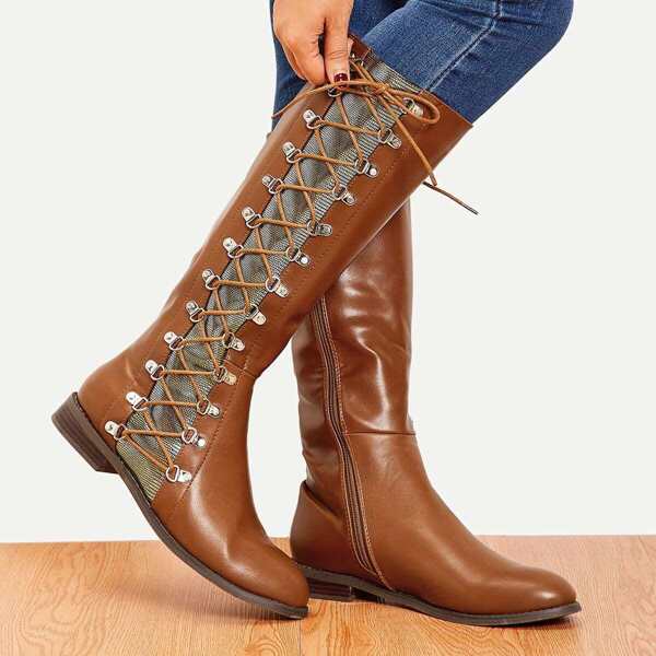 

Lace-up Side Knee High Boots