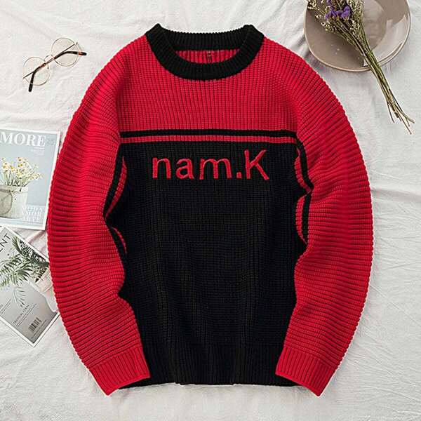 

Men Color Block Letter Jumper