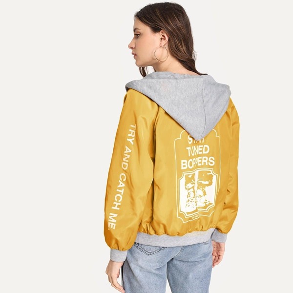 

Letter Print Hooded Jacket