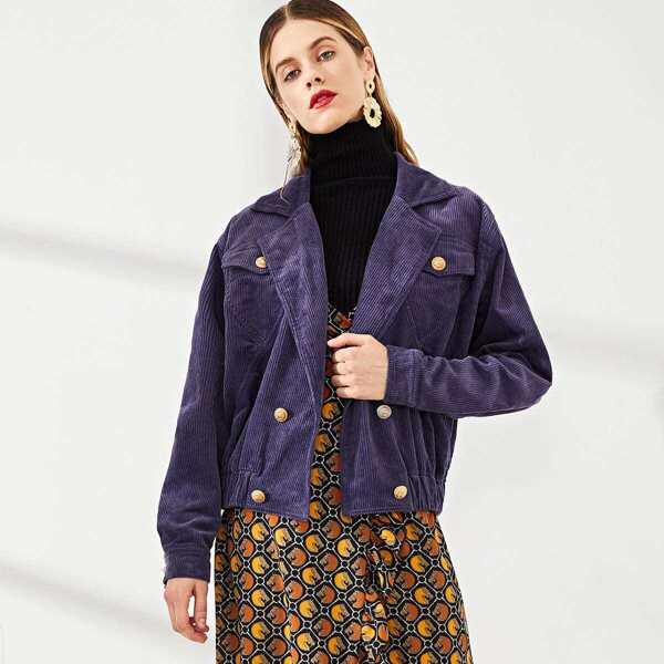 

Elastic Hen Double Breasted Corduroy Jacket