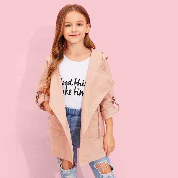 

Girls Waist Drawstring Hoodie Jacket