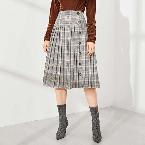 

Pleated Plaid Skirt